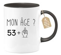 quotedazur Café-Croissant - Mug Personnalisé Tasse Cadeau Noël Anniversaire 54 Ans 1971 Mon Âge Doigt Honneur - Noir/Céramique