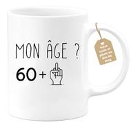 quotedazur Café-Croissant - Mug Personnalisé Tasse Cadeau Noël Anniversaire 61 Ans 1964 Mon Âge Doigt Honneur - Blanc/Céramique