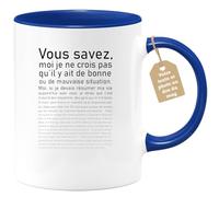 quotedazur Café-Croissant - Mug Personnalisé Tasse Cadeau Noël Bonne Ou Mauvaise Situation - Bleu/Céramique