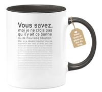 quotedazur Café-Croissant - Mug Personnalisé Tasse Cadeau Noël Bonne Ou Mauvaise Situation - Noir/Céramique