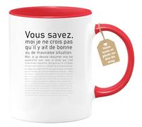quotedazur Café-Croissant - Mug Personnalisé Tasse Cadeau Noël Bonne Ou Mauvaise Situation - Rouge/Céramique