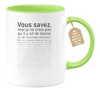 quotedazur Café-Croissant - Mug Personnalisé Tasse Cadeau Noël Bonne Ou Mauvaise Situation - Vert/Céramique