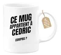 quotedazur Café-Croissant - Mug Personnalisé Tasse Cadeau Noël Ce Mug Appartient À Cedric Compris - Blanc/Céramique