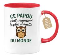quotedazur Café-Croissant - Mug Personnalisé Tasse Cadeau Noël Ce Papou C'Est Vraiment Le Plus Chouette Du Monde - Rouge/Céramique