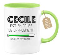 quotedazur Café-Croissant - Mug Personnalisé Tasse Cadeau Noël Cecile Est En Cours De Chargement Veuillez Patienter - Vert/Céramique