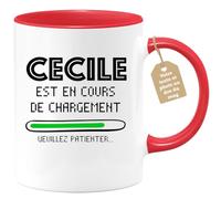 quotedazur Café-Croissant - Mug Personnalisé Tasse Cadeau Noël Cecile Est En Cours De Chargement Veuillez Patienter - Rouge/Céramique