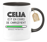 quotedazur Café-Croissant - Mug Personnalisé Tasse Cadeau Noël Celia Est En Cours De Chargement Veuillez Patienter - Noir/Céramique