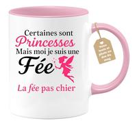 quotedazur Café-Croissant - Mug Personnalisé Tasse Cadeau Noël Certaines Sont Des Princesses Mais Moi Je Suis Une Fée La Fée Pas Chier - Rose/Céramique
