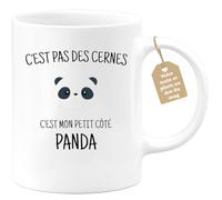 quotedazur Café-Croissant - Mug Personnalisé Tasse Cadeau Noël C'Est Pas Des Cernes C'Est Mon Petit Côté Panda - Blanc/Céramique
