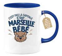 quotedazur Café-Croissant - Mug Personnalisé Tasse Cadeau Noël C'Est Pas La Capitale C'Est Marseille Bébé - Bleu/Céramique