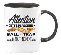 quotedazur Café-Croissant - Mug Personnalisé Tasse Cadeau Noël Cette Personne Peut Parler De Ball- Trap À Tout Moment - Noir/Céramique