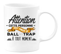 quotedazur Café-Croissant - Mug Personnalisé Tasse Cadeau Noël Cette Personne Peut Parler De Ball- Trap À Tout Moment - Blanc/Céramique