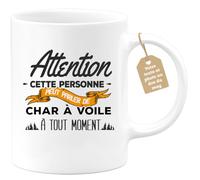 quotedazur Café-Croissant - Mug Personnalisé Tasse Cadeau Noël Cette Personne Peut Parler De Char À Voile À Tout Moment - Blanc/Céramique