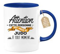 quotedazur Café-Croissant - Mug Personnalisé Tasse Cadeau Noël Cette Personne Peut Parler De Judo À Tout Moment - Bleu/Céramique