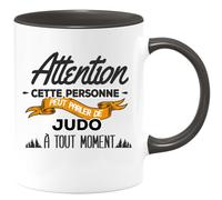 quotedazur Café-Croissant - Mug Personnalisé Tasse Cadeau Noël Cette Personne Peut Parler De Judo À Tout Moment - Noir/Céramique