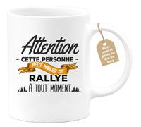 quotedazur Café-Croissant - Mug Personnalisé Tasse Cadeau Noël Cette Personne Peut Parler De Rallye À Tout Moment - Blanc/Céramique
