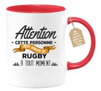 quotedazur Café-Croissant - Mug Personnalisé Tasse Cadeau Noël Cette Personne Peut Parler De Rugby À Tout Moment - Rouge/Céramique