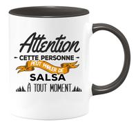 quotedazur Café-Croissant - Mug Personnalisé Tasse Cadeau Noël Cette Personne Peut Parler De Salsa À Tout Moment - Noir/Céramique