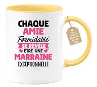 quotedazur Café-Croissant - Mug Personnalisé Tasse Cadeau Noël Chaque Amie Formidable Se Révèle Être Une Marraine Exceptionnelle - Jaune/Céramique