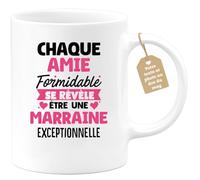 quotedazur Café-Croissant - Mug Personnalisé Tasse Cadeau Noël Chaque Amie Formidable Se Révèle Être Une Marraine Exceptionnelle - Blanc/Céramique