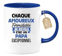quotedazur Café-Croissant - Mug Personnalisé Tasse Cadeau Noël Chaque Amoureux Formidable Se Révèle Être Un Papa Exceptionnel Futur Anniversaire Fête Des Pères Annonce Naissance - Bleu/Céramique