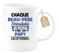 quotedazur Café-Croissant - Mug Personnalisé Tasse Cadeau Noël Chaque Beau-Père Formidable Se Révèle Être Un Papy Exceptionnel Futur Papou Pépé Fête Des Grand-Pères Papi - Blanc/Céramique