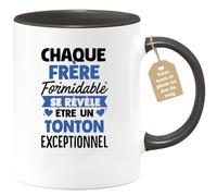 quotedazur Café-Croissant - Mug Personnalisé Tasse Cadeau Noël Chaque Frère Formidable Se Révèle Être Un Tonton Exceptionnel - Noir/Céramique