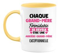 quotedazur Café-Croissant - Mug Personnalisé Tasse Cadeau Noël Chaque Grand-Mère Formidable Se Révèle Être Une Arrière- Grand-Mère Exceptionnelle - Jaune/Céramique