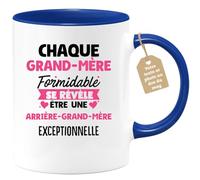 quotedazur Café-Croissant - Mug Personnalisé Tasse Cadeau Noël Chaque Grand-Mère Formidable Se Révèle Être Une Arrière- Grand-Mère Exceptionnelle - Bleu/Céramique