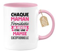 quotedazur Café-Croissant - Mug Personnalisé Tasse Cadeau Noël Chaque Maman Formidable Se Révèle Être Une Mamie Exceptionnelle - Rose/Céramique