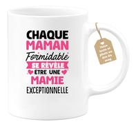 quotedazur Café-Croissant - Mug Personnalisé Tasse Cadeau Noël Chaque Maman Formidable Se Révèle Être Une Mamie Exceptionnelle - Blanc/Céramique