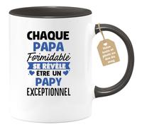 quotedazur Café-Croissant - Mug Personnalisé Tasse Cadeau Noël Chaque Papa Formidable Se Révèle Être Un Papy Exceptionnel Futur Papou Pépé Fête Des Grand-Pères Papi Annonce Naissance - Noir/Céramique