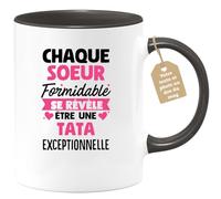 quotedazur Café-Croissant - Mug Personnalisé Tasse Cadeau Noël Chaque Soeur Formidable Se Révèle Être Une Tata Exceptionnelle - Noir/Céramique
