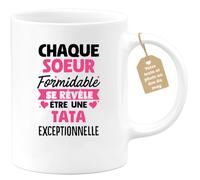 quotedazur Café-Croissant - Mug Personnalisé Tasse Cadeau Noël Chaque Soeur Formidable Se Révèle Être Une Tata Exceptionnelle - Blanc/Céramique