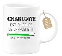 quotedazur Café-Croissant - Mug Personnalisé Tasse Cadeau Noël Charlotte Est En Cours De Chargement Veuillez Patienter - Blanc/Céramique