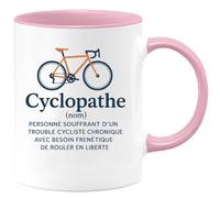 quotedazur Café-Croissant - Mug Personnalisé Tasse Cadeau Noël Cyclopathe Personne Souffrant D'Un Trouble Cycliste Chronique Avec Besoin Frénétique De Rouler En Liberté - Rose/Céramique