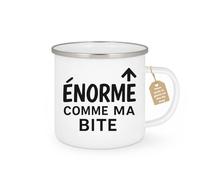 quotedazur Café-Croissant - Mug Personnalisé Tasse Cadeau Noël Énorme Comme Ma Bite - Blanc/Emaillé
