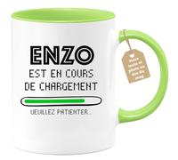 quotedazur Café-Croissant - Mug Personnalisé Tasse Cadeau Noël Enzo Est En Cours De Chargement Veuillez Patienter - Vert/Céramique