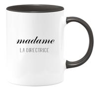quotedazur Café-Croissant - Mug Personnalisé Tasse Cadeau Noël Femme Madame La Directrice - Noir/Céramique