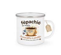 quotedazur Café-Croissant - Mug Personnalisé Tasse Cadeau Noël Fépachié Ce Matin Spécial Filtre À Pénibles Tout L'Arôme D'Un Matin Calme - Blanc/Emaillé