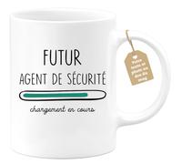 quotedazur Café-Croissant - Mug Personnalisé Tasse Cadeau Noël Futur Agent De Securite Chargement En Cours - Blanc/Céramique