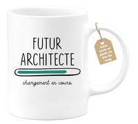 quotedazur Café-Croissant - Mug Personnalisé Tasse Cadeau Noël Futur Architecte Chargement En Cours - Blanc/Céramique