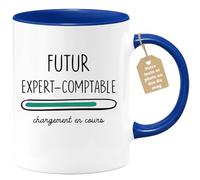 quotedazur Café-Croissant - Mug Personnalisé Tasse Cadeau Noël Futur Expert Comptable Chargement En Cours - Bleu/Céramique