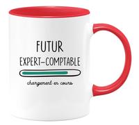 quotedazur Café-Croissant - Mug Personnalisé Tasse Cadeau Noël Futur Expert Comptable Chargement En Cours - Rouge/Céramique