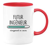 quotedazur Café-Croissant - Mug Personnalisé Tasse Cadeau Noël Futur Ingenieur Chargement En Cours - Rouge/Céramique