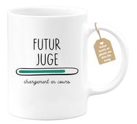 quotedazur Café-Croissant - Mug Personnalisé Tasse Cadeau Noël Futur Juge Chargement En Cours - Blanc/Céramique