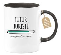 quotedazur Café-Croissant - Mug Personnalisé Tasse Cadeau Noël Futur Juriste Chargement En Cours - Noir/Céramique