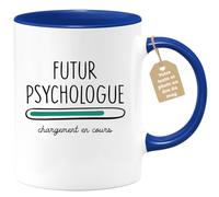 quotedazur Café-Croissant - Mug Personnalisé Tasse Cadeau Noël Futur Psychologue Chargement En Cours - Bleu/Céramique