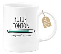 quotedazur Café-Croissant - Mug Personnalisé Tasse Cadeau Noël Futur Tonton Chargement En Cours - Blanc/Céramique