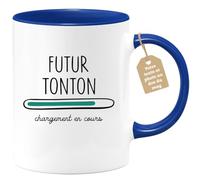 quotedazur Café-Croissant - Mug Personnalisé Tasse Cadeau Noël Futur Tonton Chargement En Cours - Bleu/Céramique
